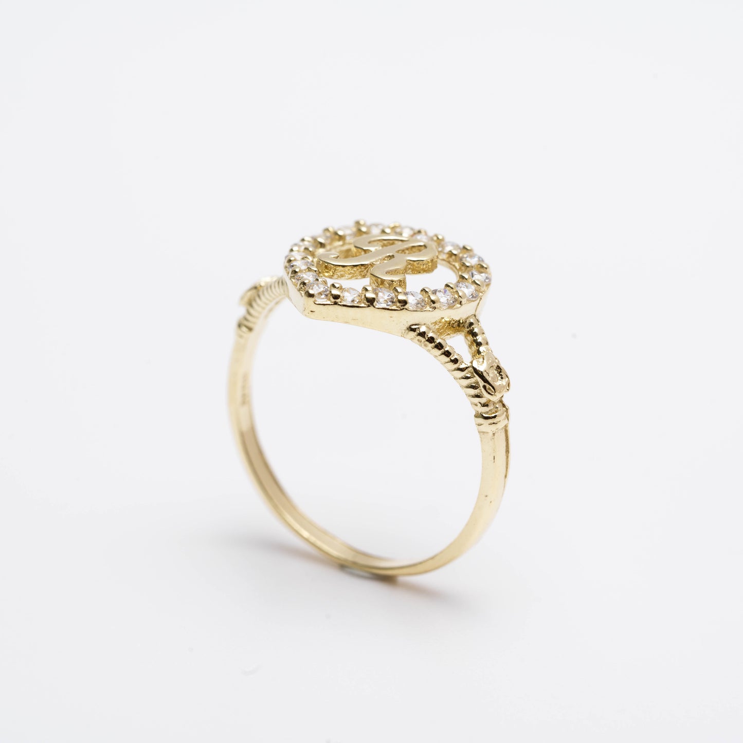 10K Heart Initial R Ring