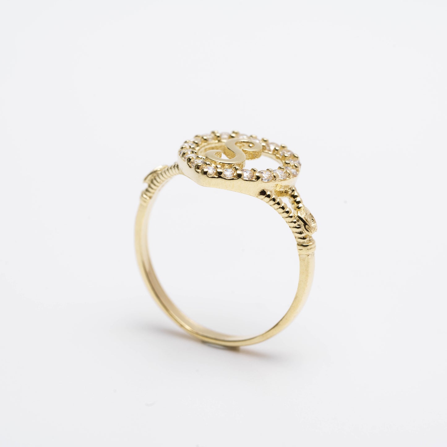 10K Heart Initial S Ring