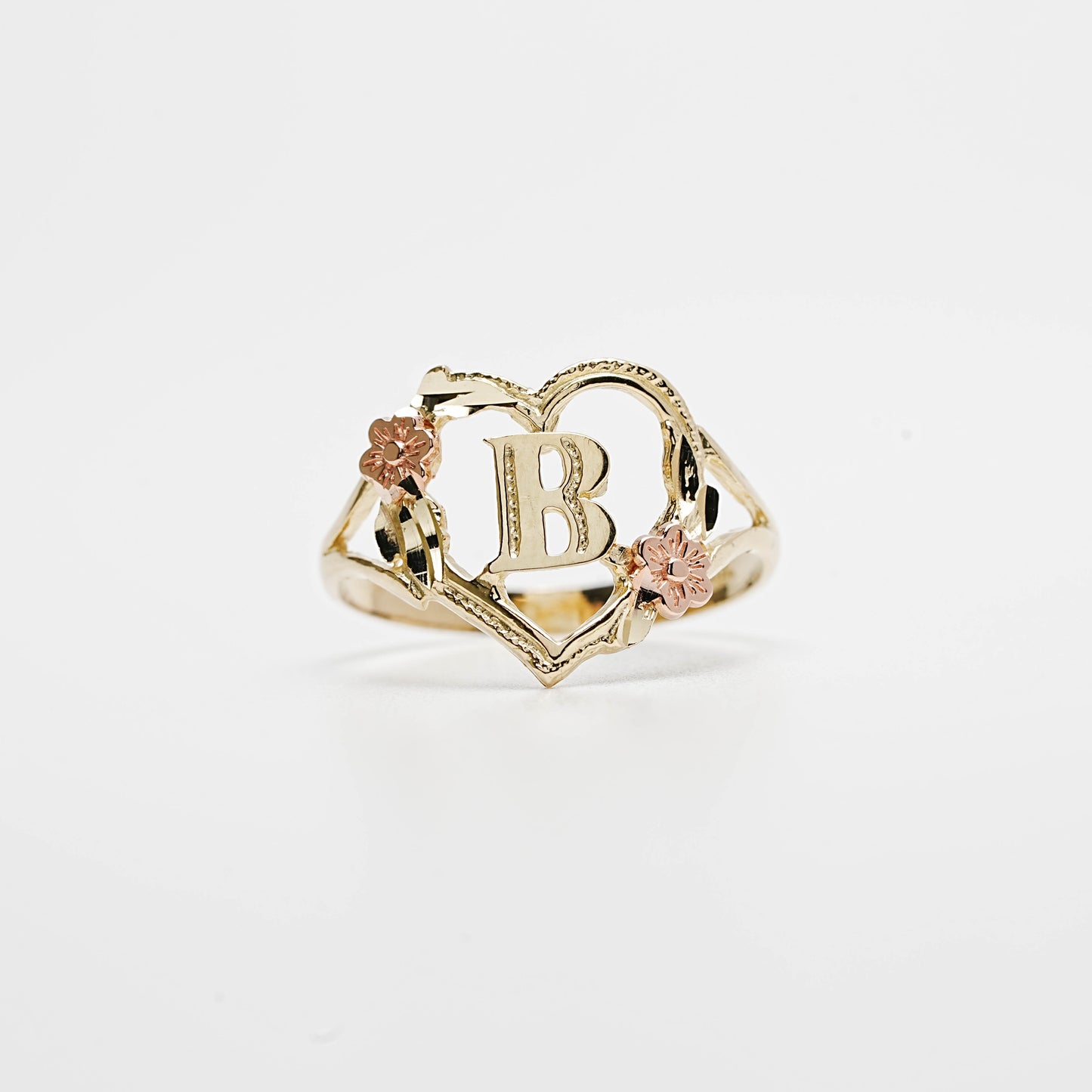 10K Heart Initial B Ring