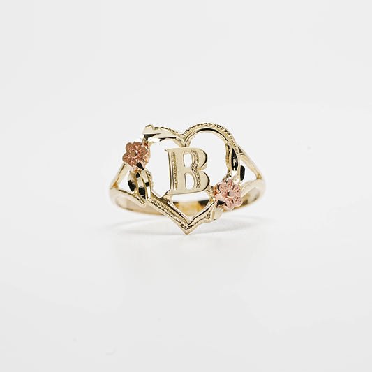 10K Heart Initial B Ring