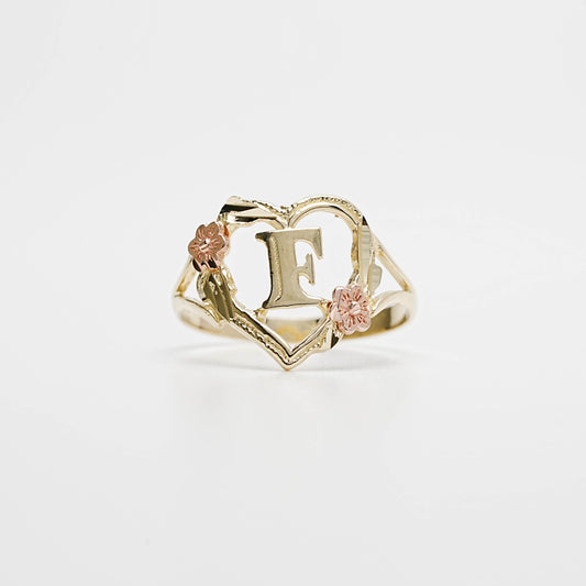 10K Heart Initial F Ring