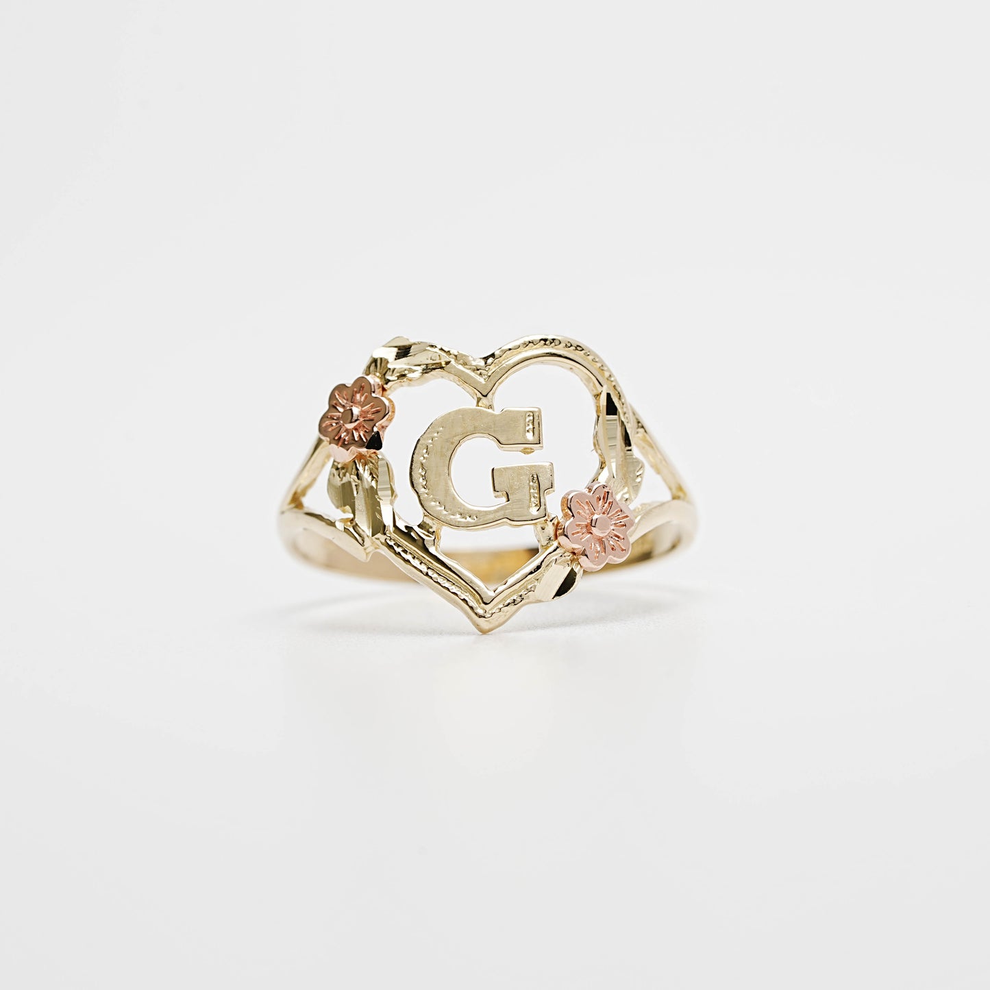 10K Heart Initial G Ring