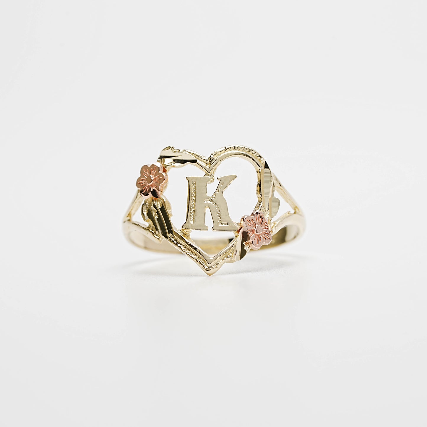 10K Heart Initial K Ring