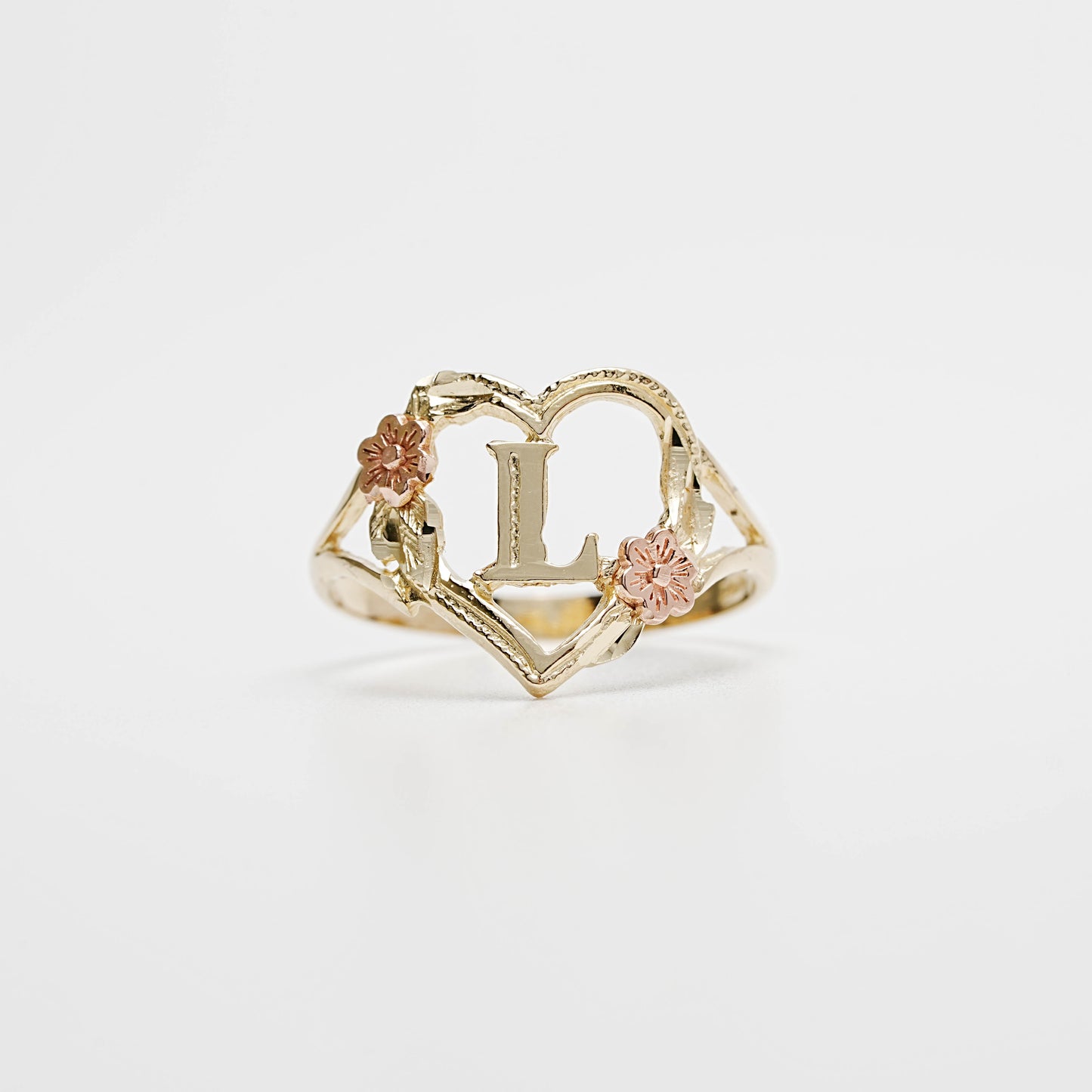 10K Heart Initial L Ring