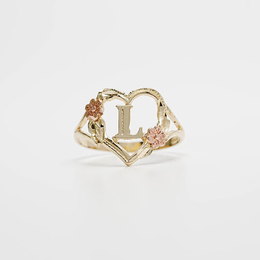 10K Heart Initial L Ring