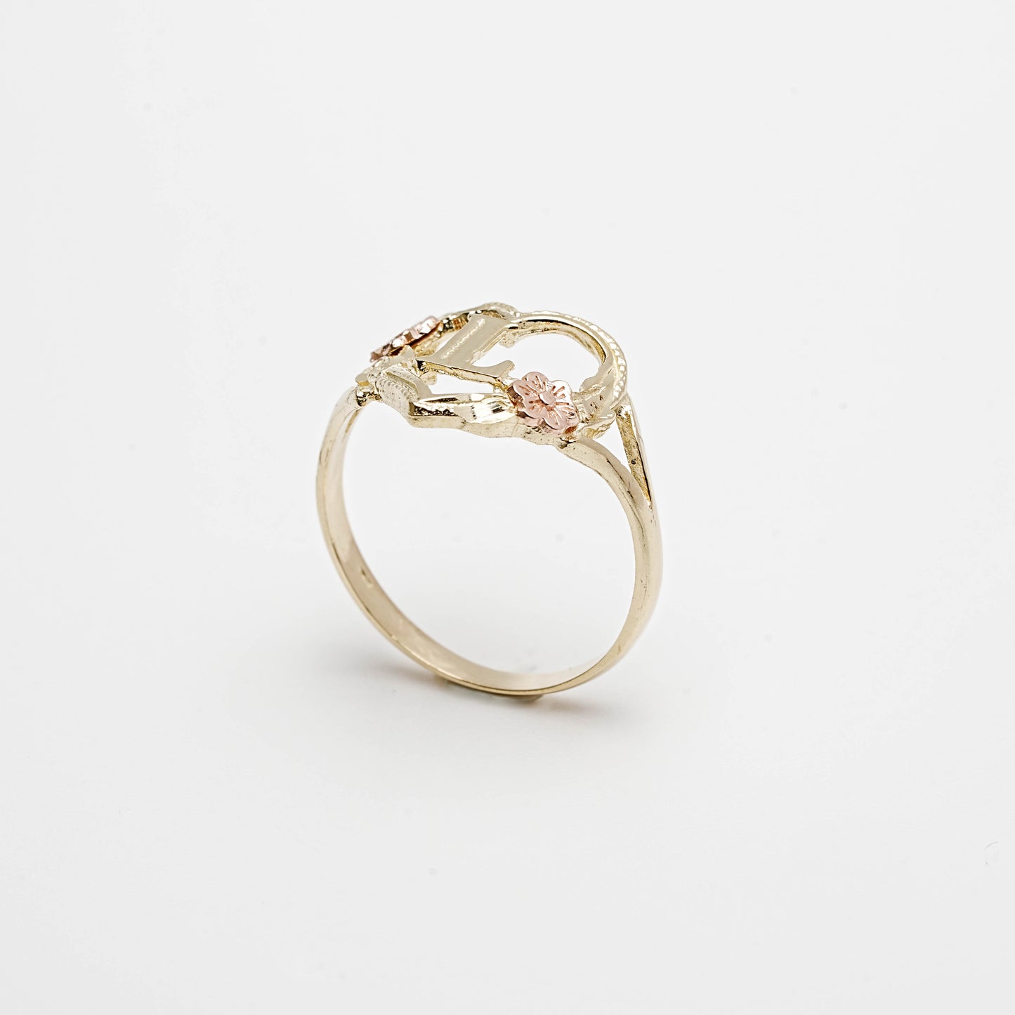 10K Heart Initial L Ring