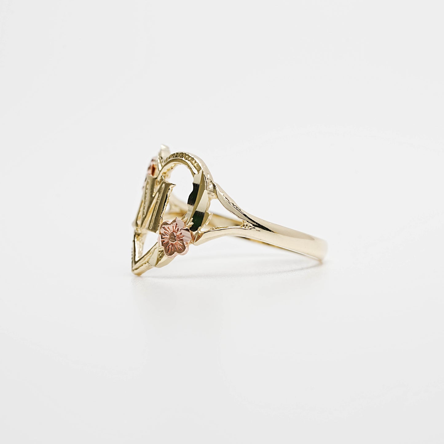 10K Heart Initial M Ring