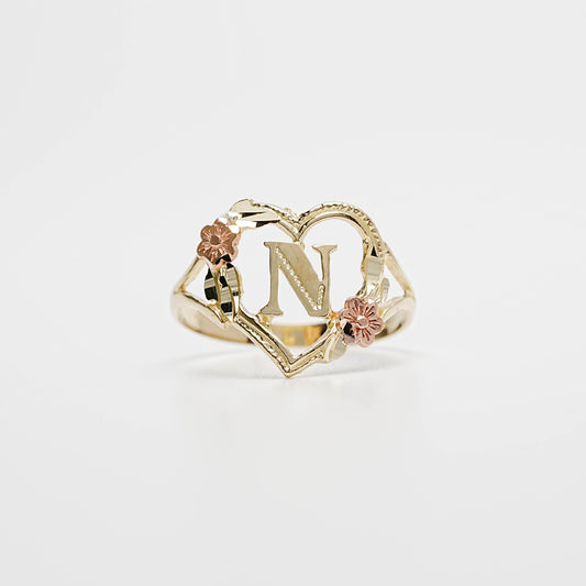 10K Heart Initial N Ring