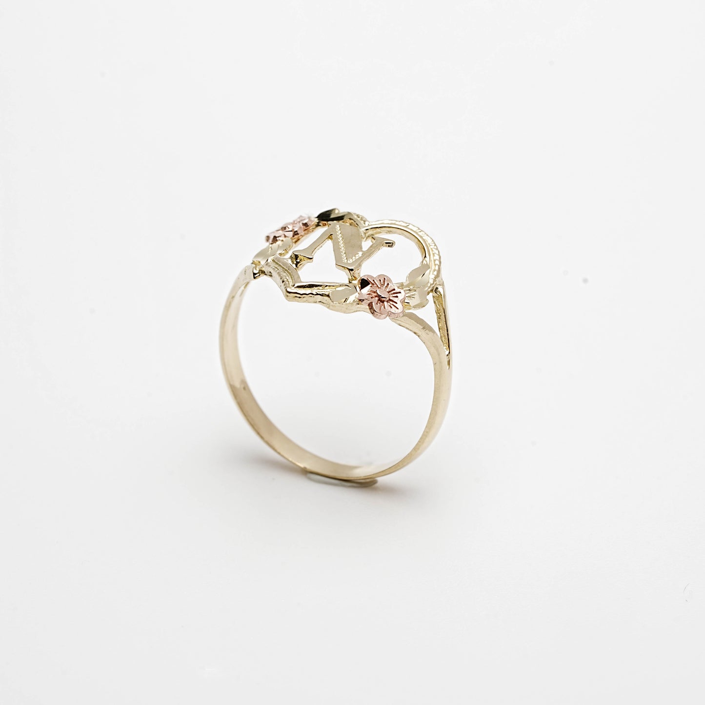 10K Heart Initial N Ring