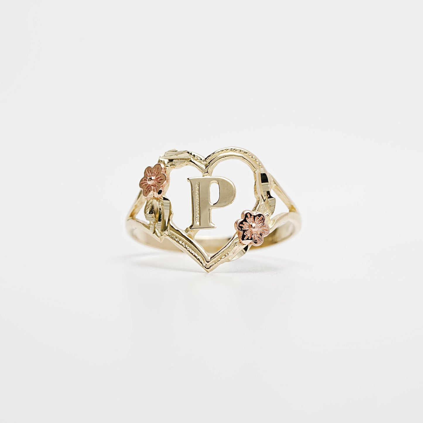 10K Heart Initial P Ring
