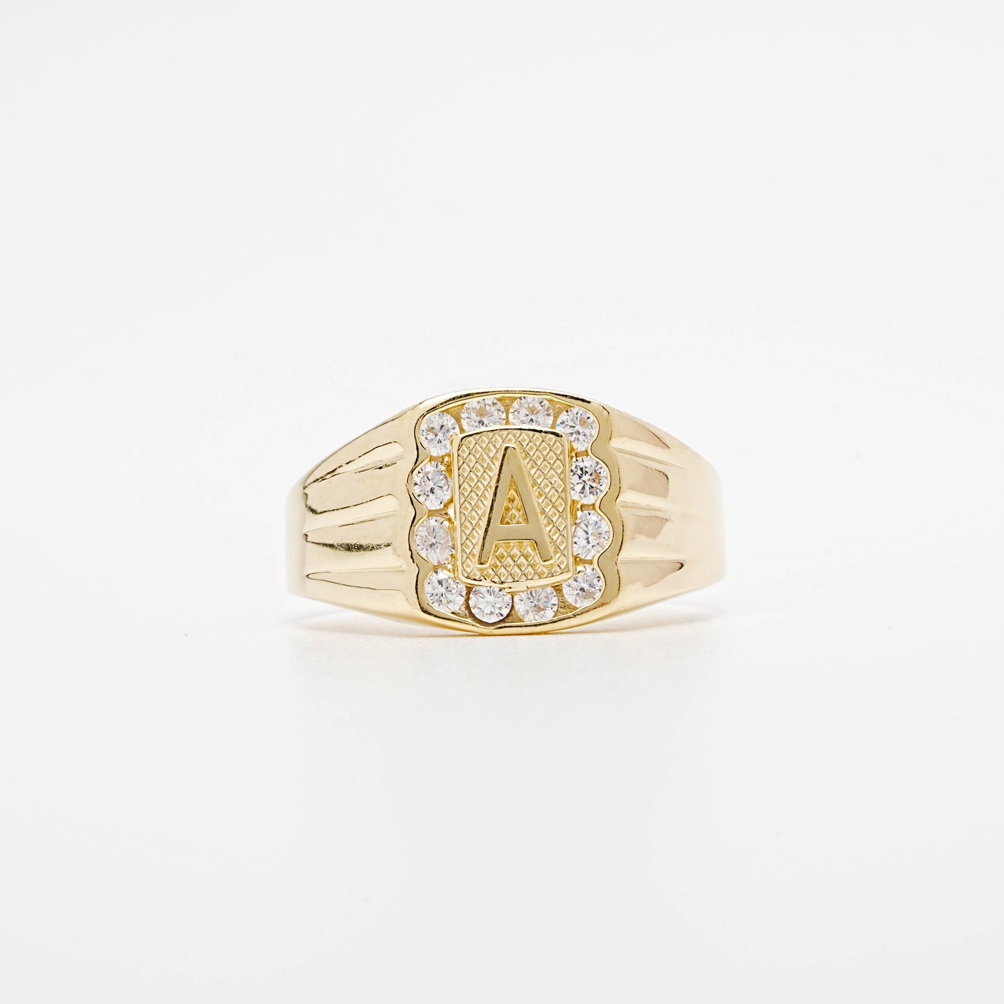10K CZ Initial A Ring