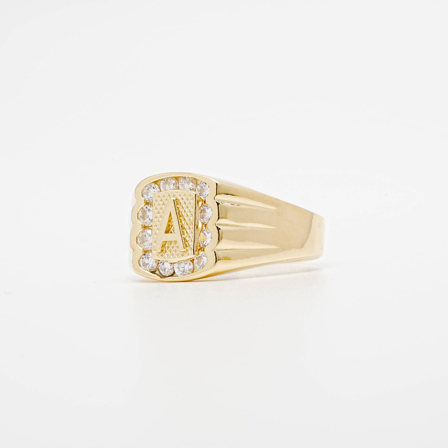 10K CZ Initial A Ring