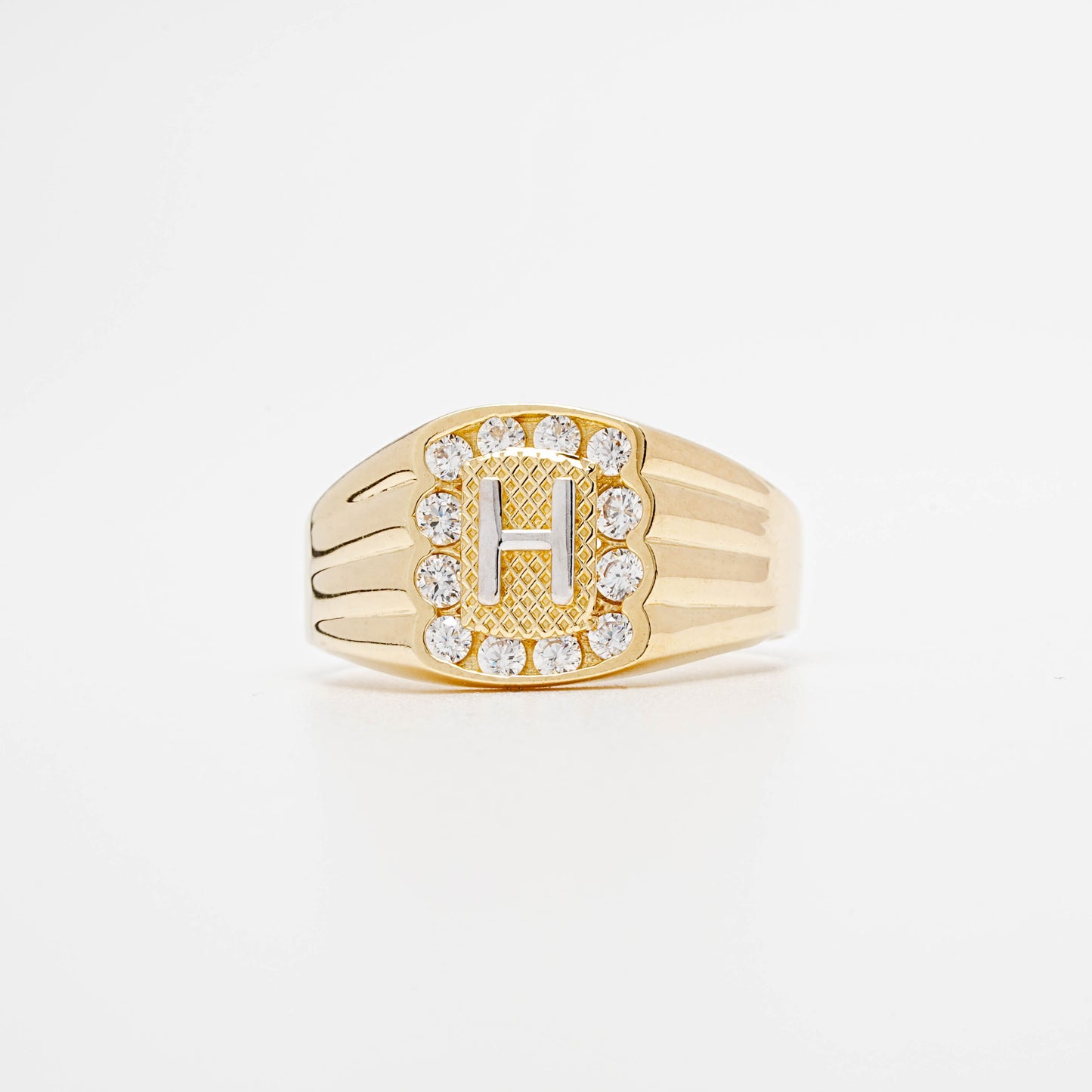 10K CZ Initial H Ring