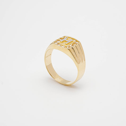 10K CZ Initial H Ring