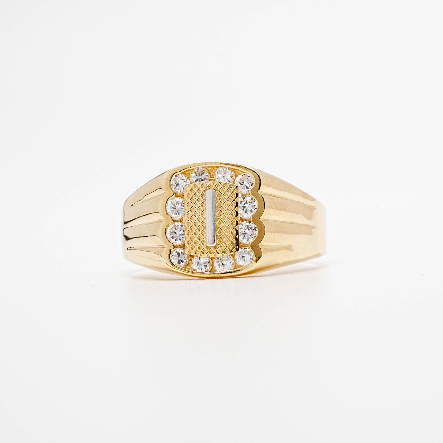 10K CZ Initial I Ring