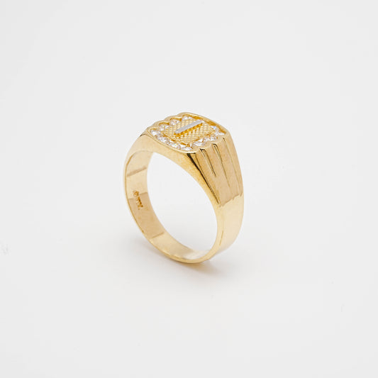 10K CZ Initial I Ring