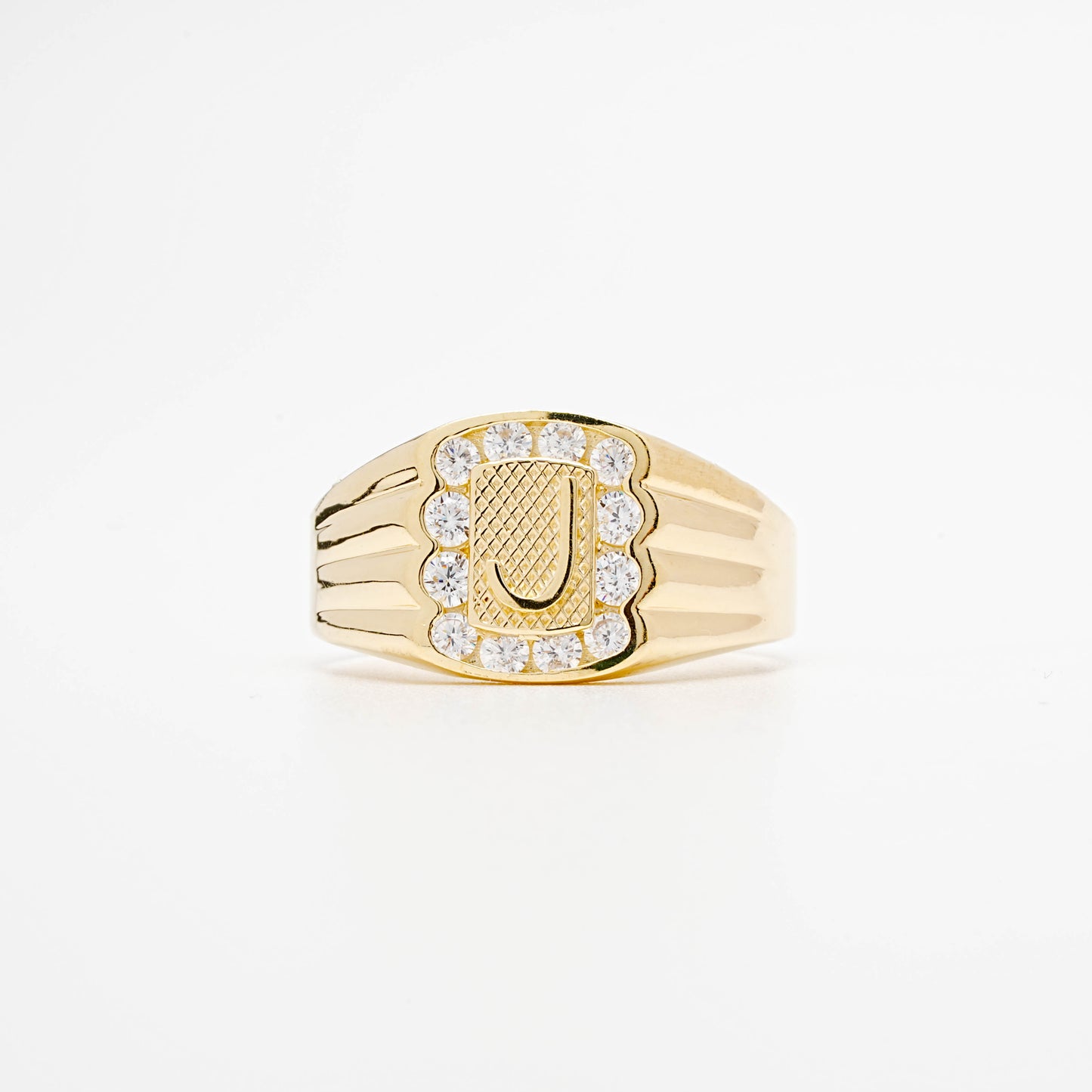 10K CZ Initial J Ring