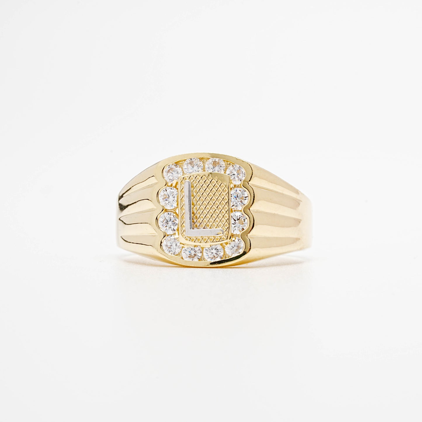 10K CZ Initial L Ring