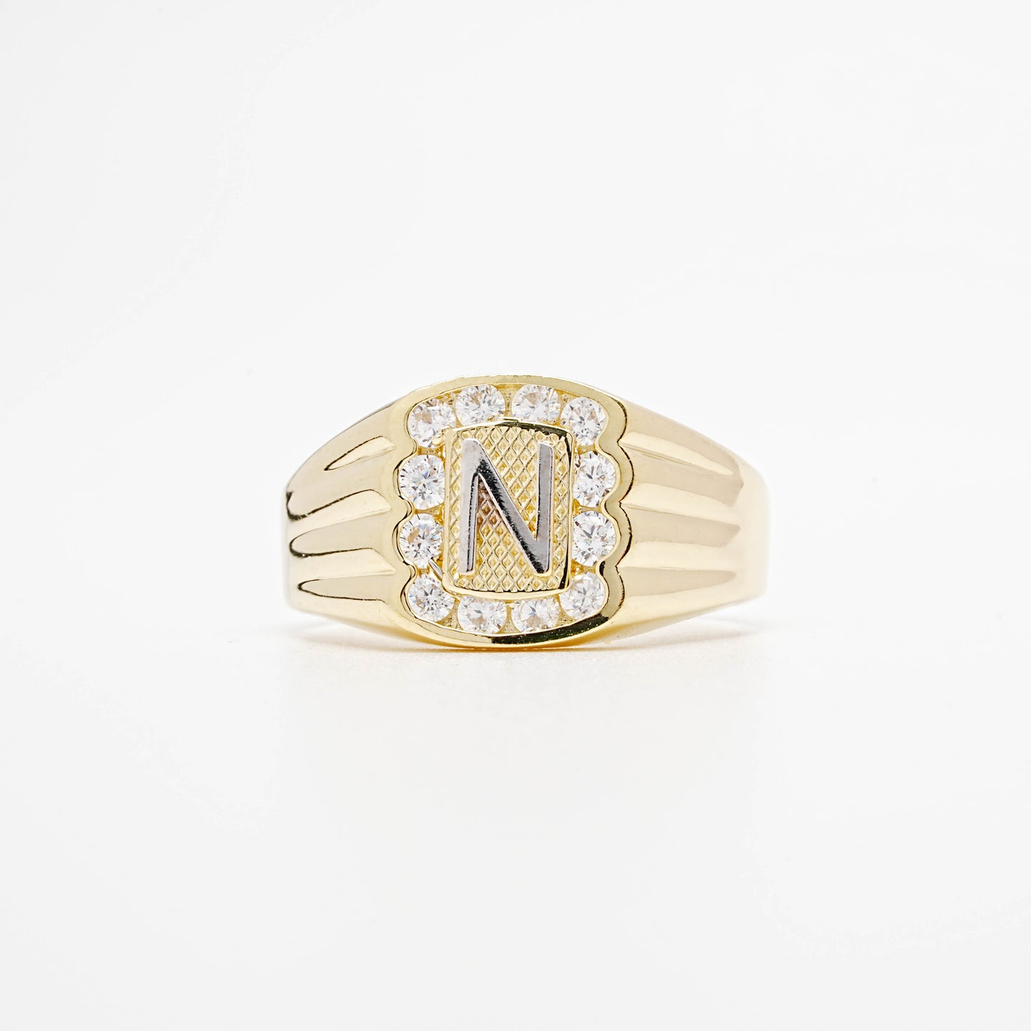 10K CZ Initial N Ring