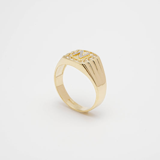 10K CZ Initial N Ring