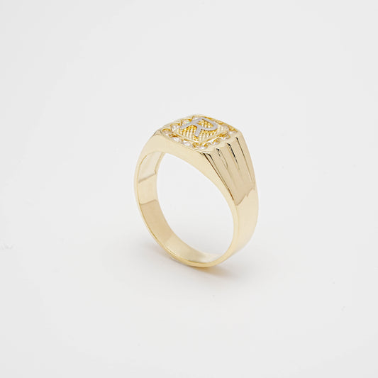 10K CZ Initial R Ring