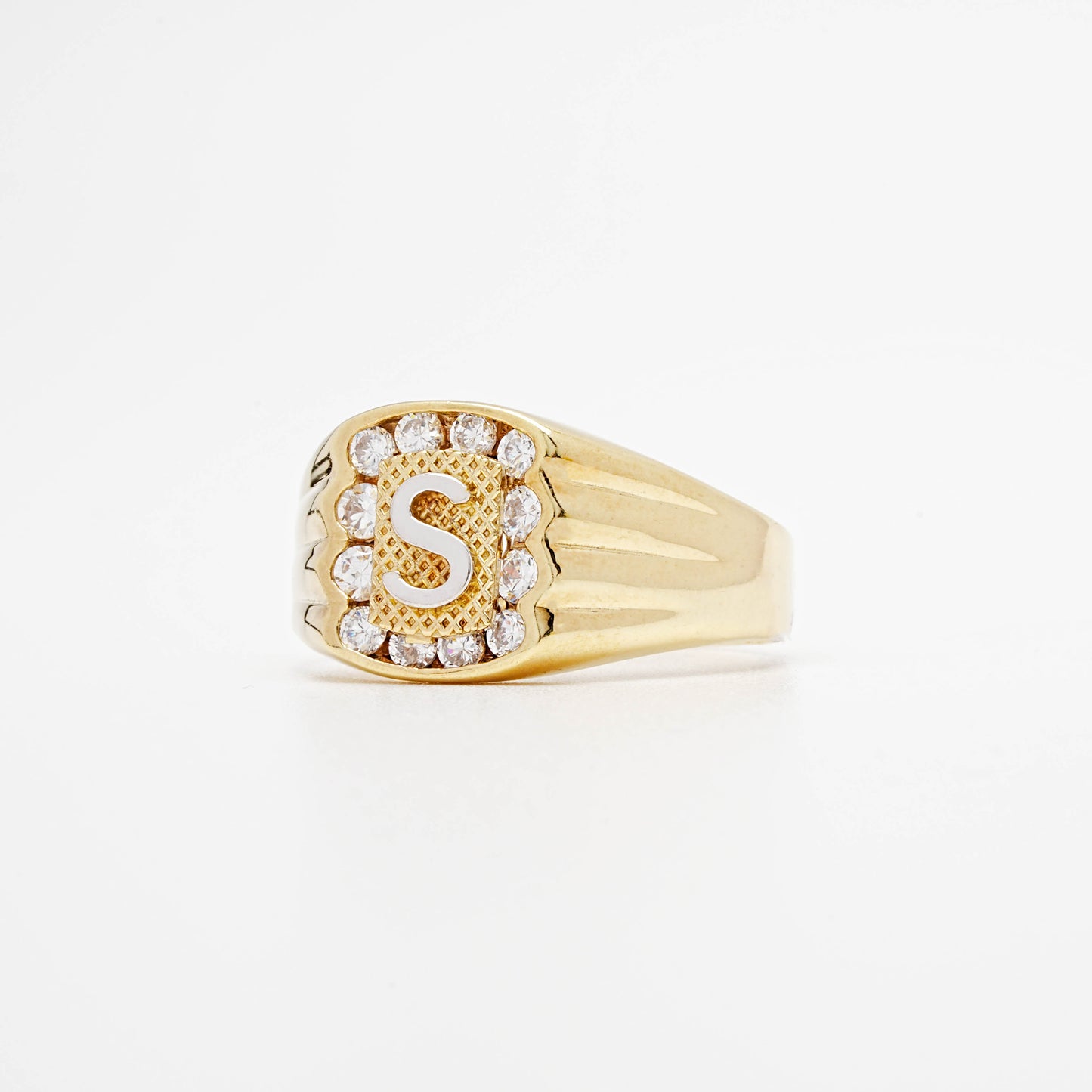 10K CZ Initial S Ring