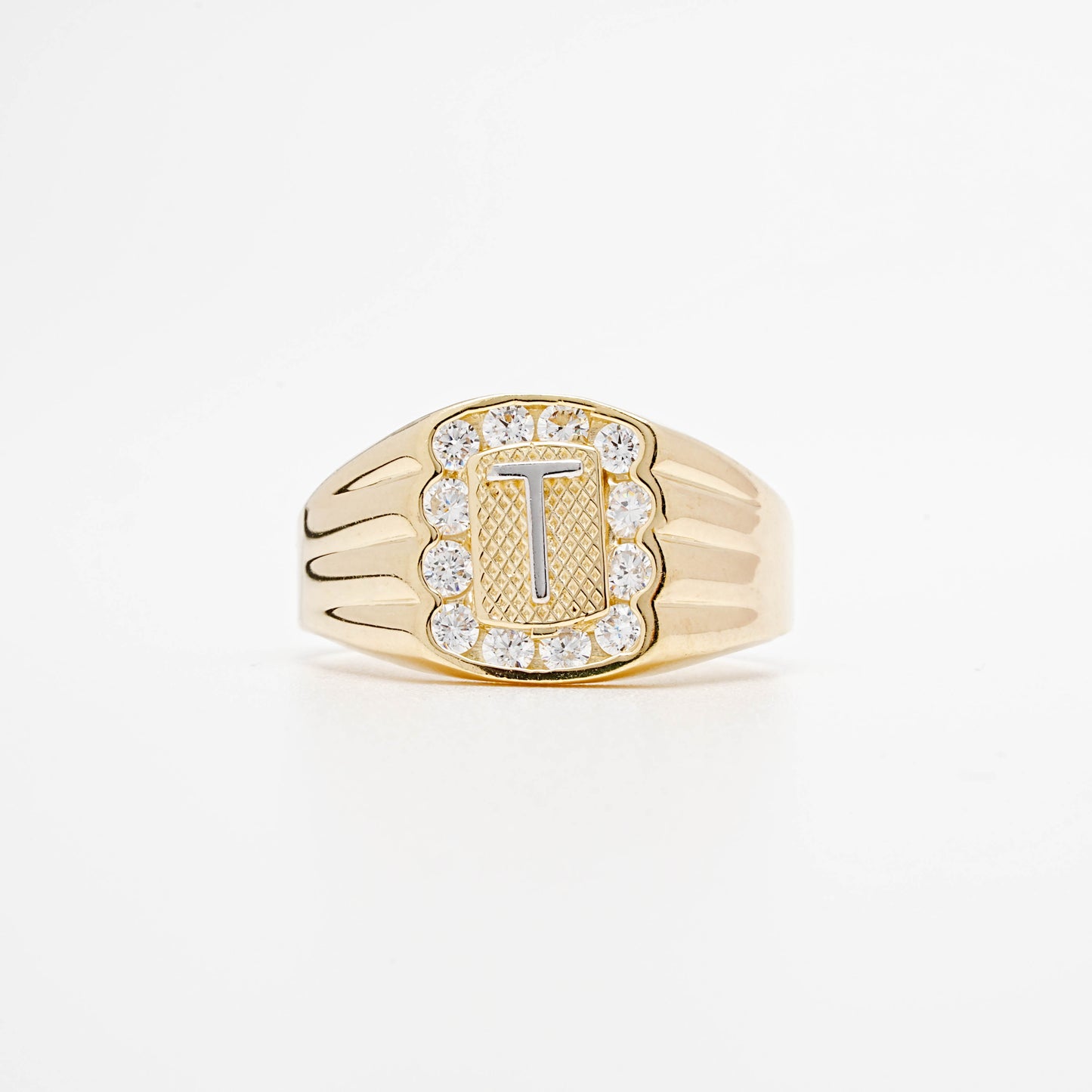 10K CZ Initial T Ring