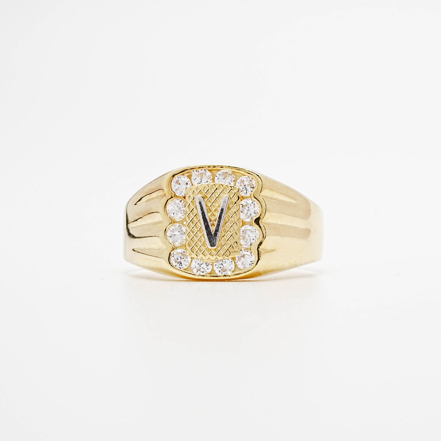 10K CZ Initial V Ring