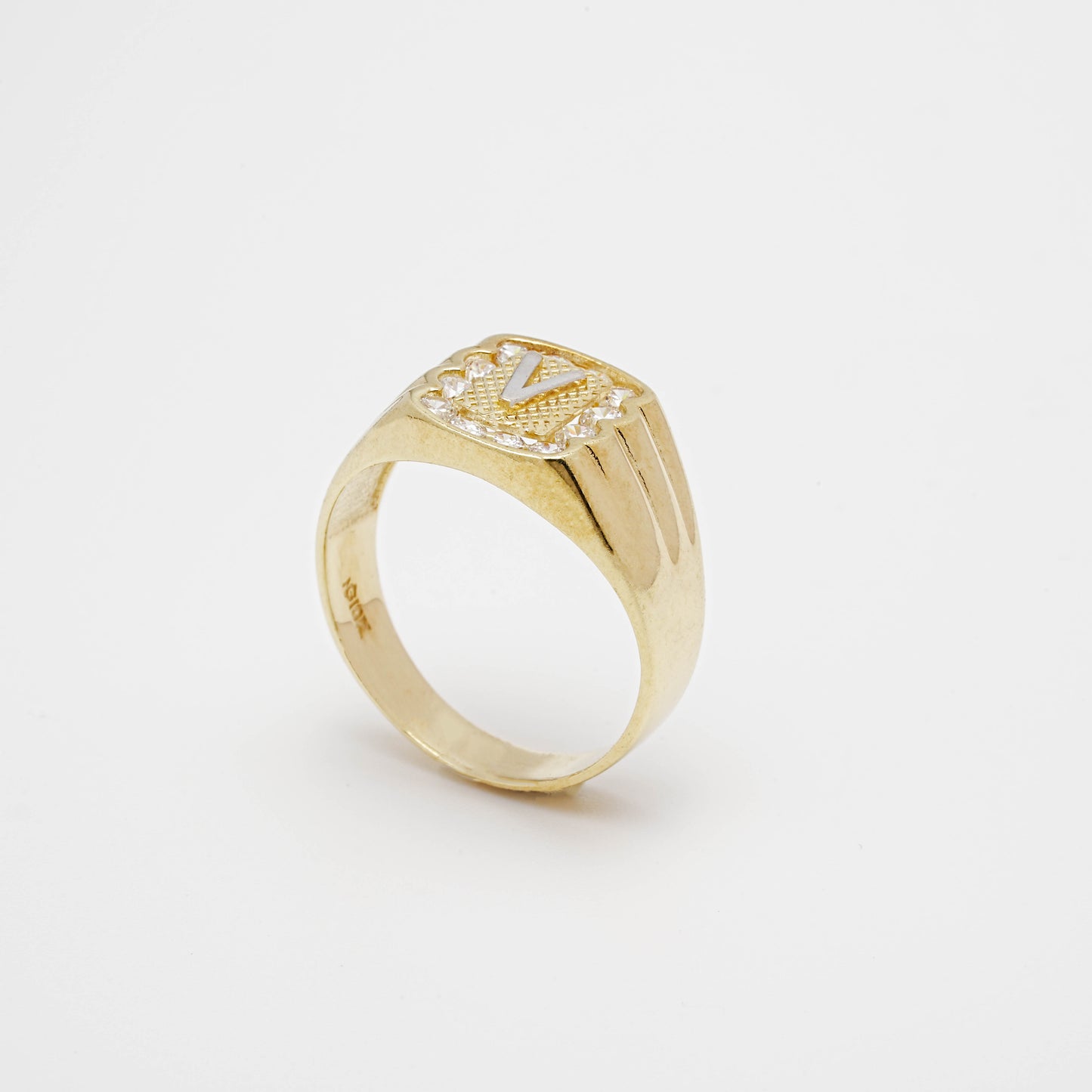 10K CZ Initial V Ring