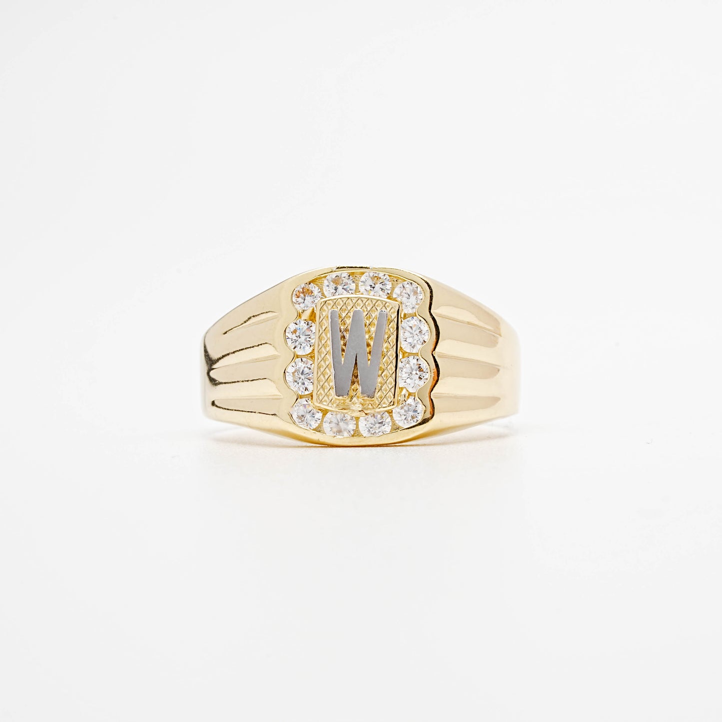 10K CZ Initial W Ring