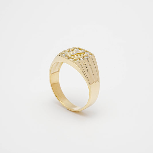 10K CZ Initial Y Ring