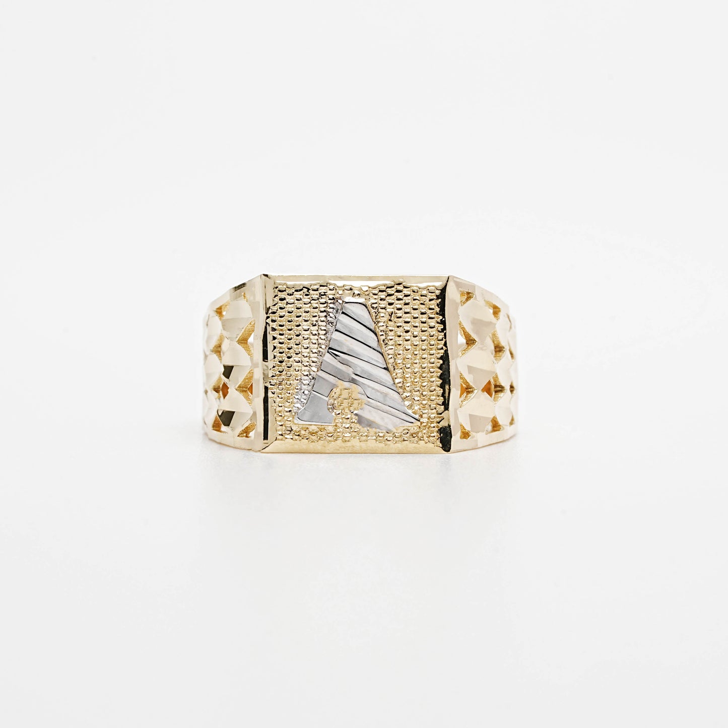 10K Two-Tone Initial A Ring