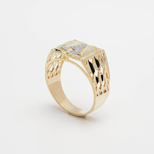 10K Two-Tone Initial A Ring