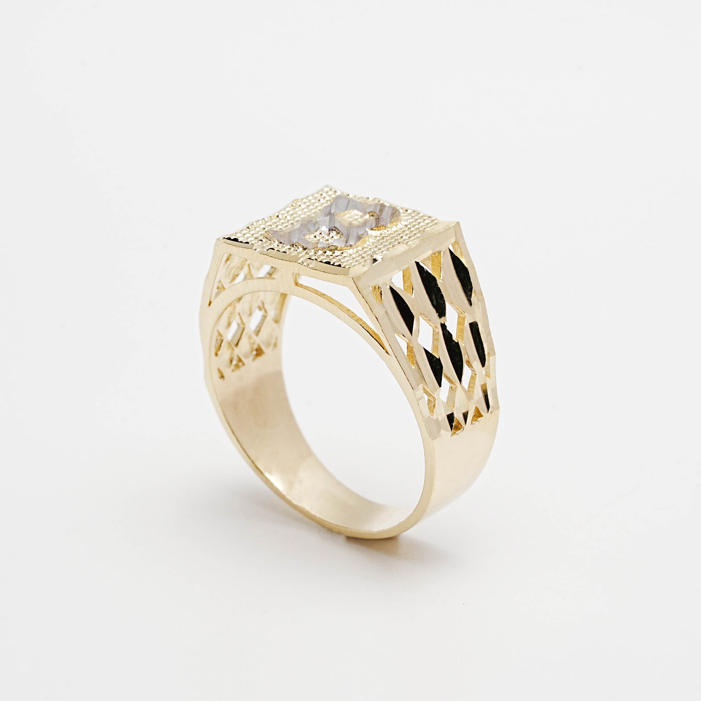 10K Two-Tone Initial B Ring