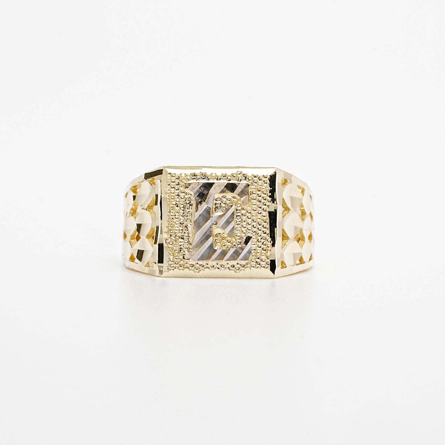 10K Two-Tone Initial E Ring