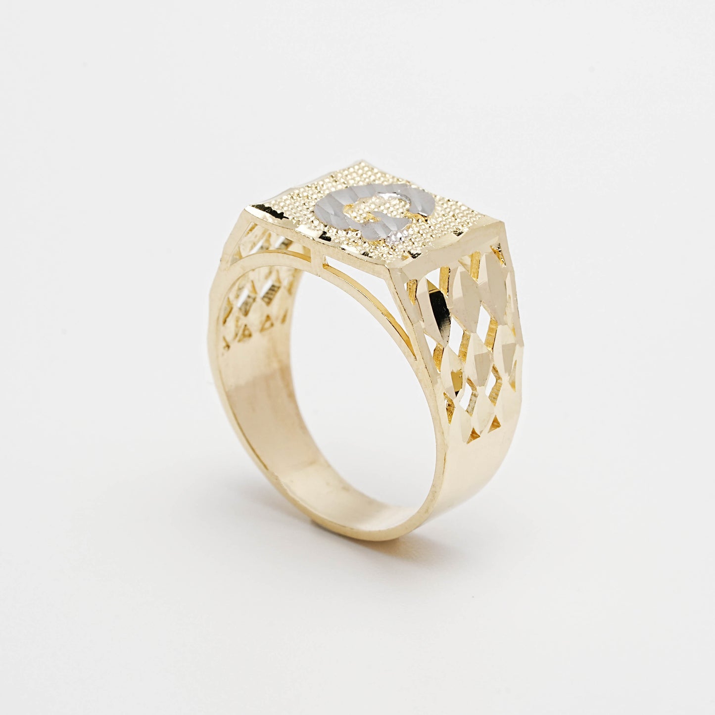 10K Two-Tone Initial G Ring