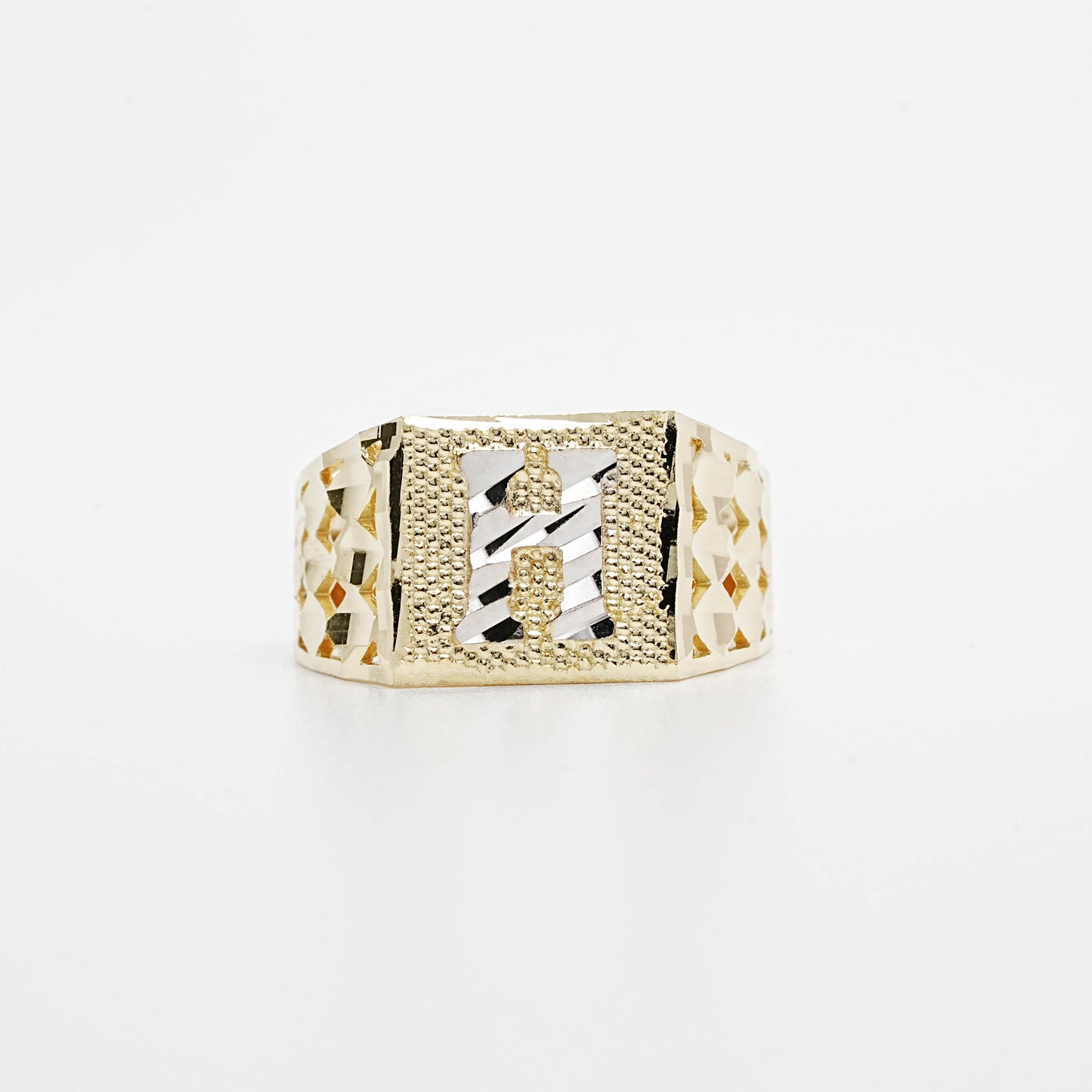 10K Two-Tone Initial H Ring