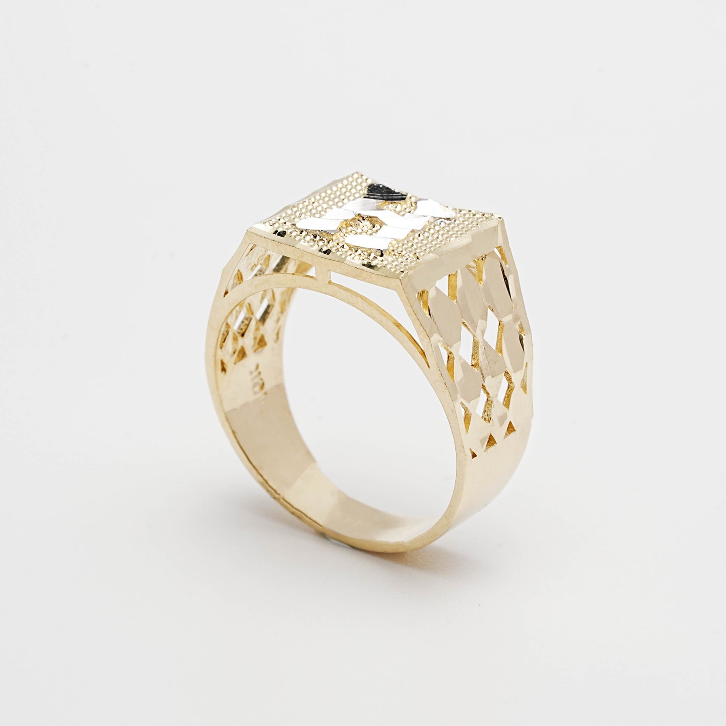 10K Two-Tone Initial H Ring
