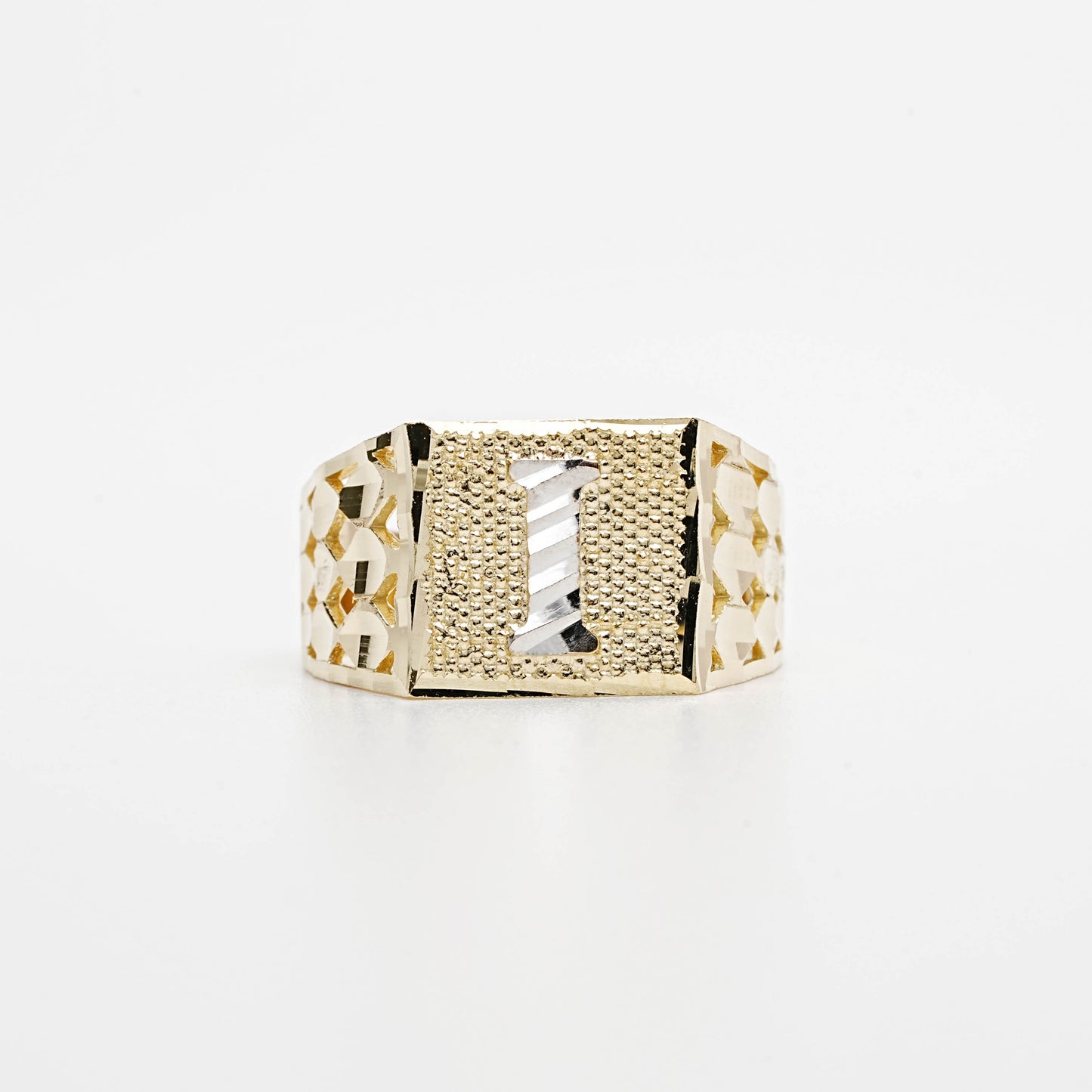 10K Two-Tone Initial I Ring