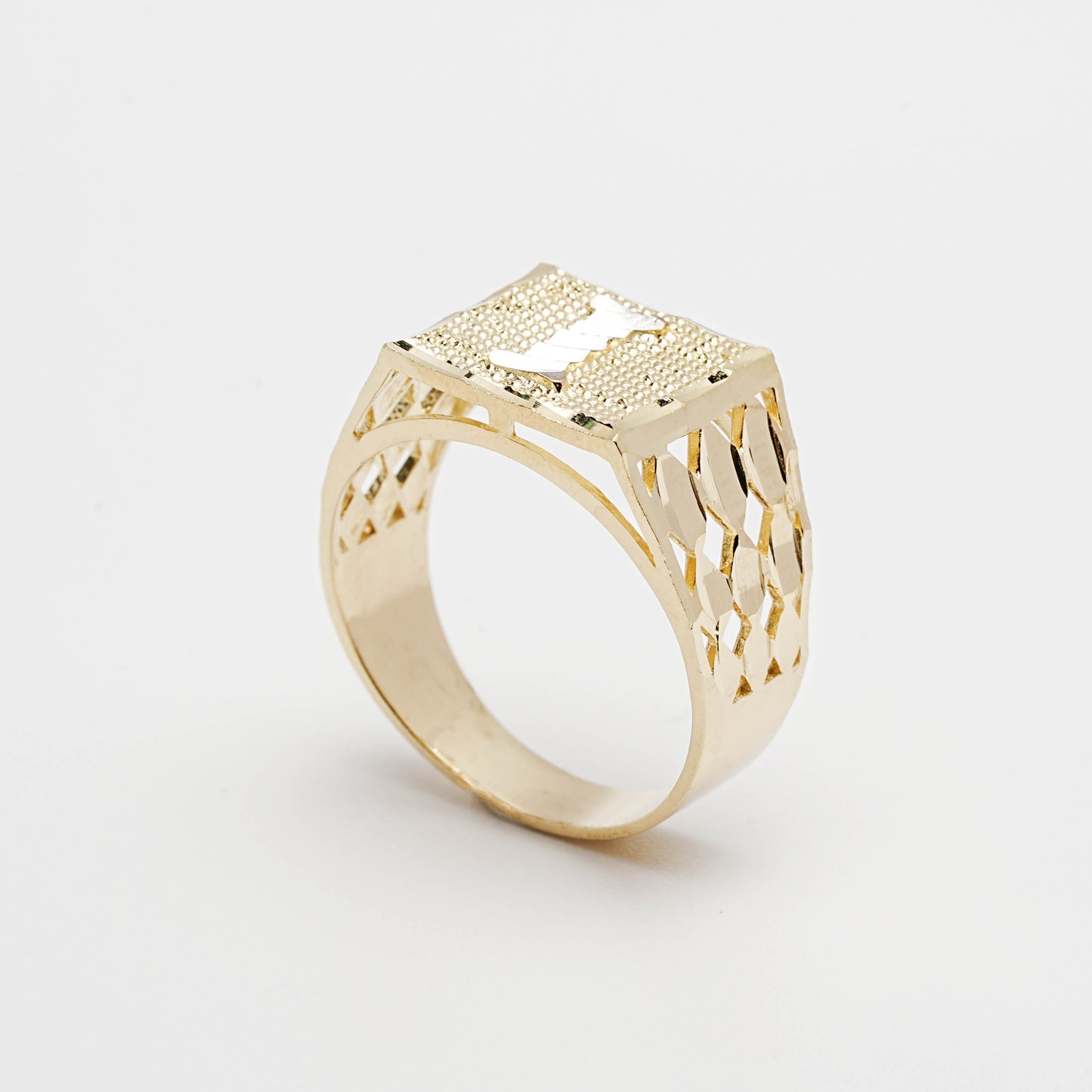 10K Two-Tone Initial I Ring