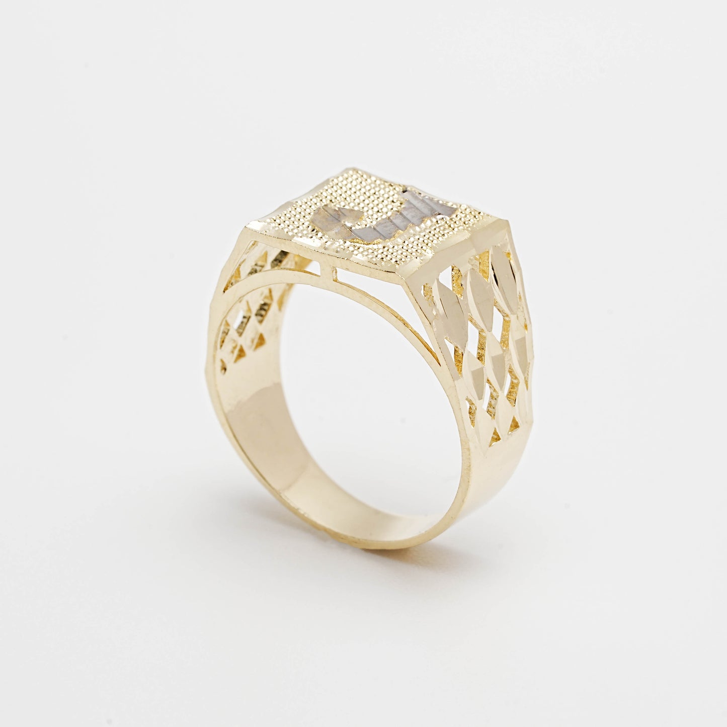 10K Two-Tone Initial J Ring