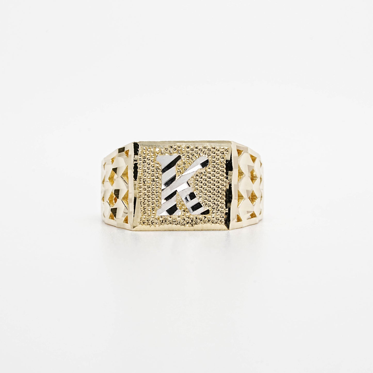 10K Two-Tone Initial K Ring
