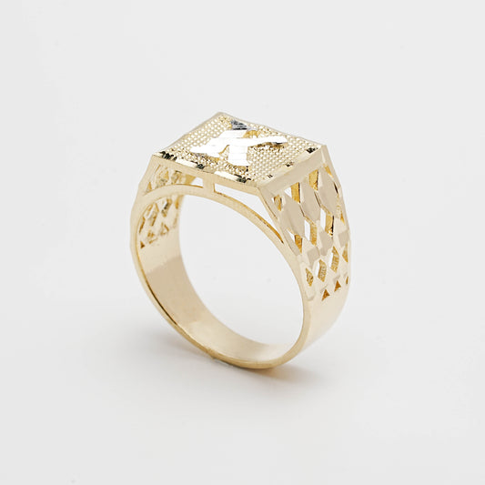 10K Two-Tone Initial K Ring