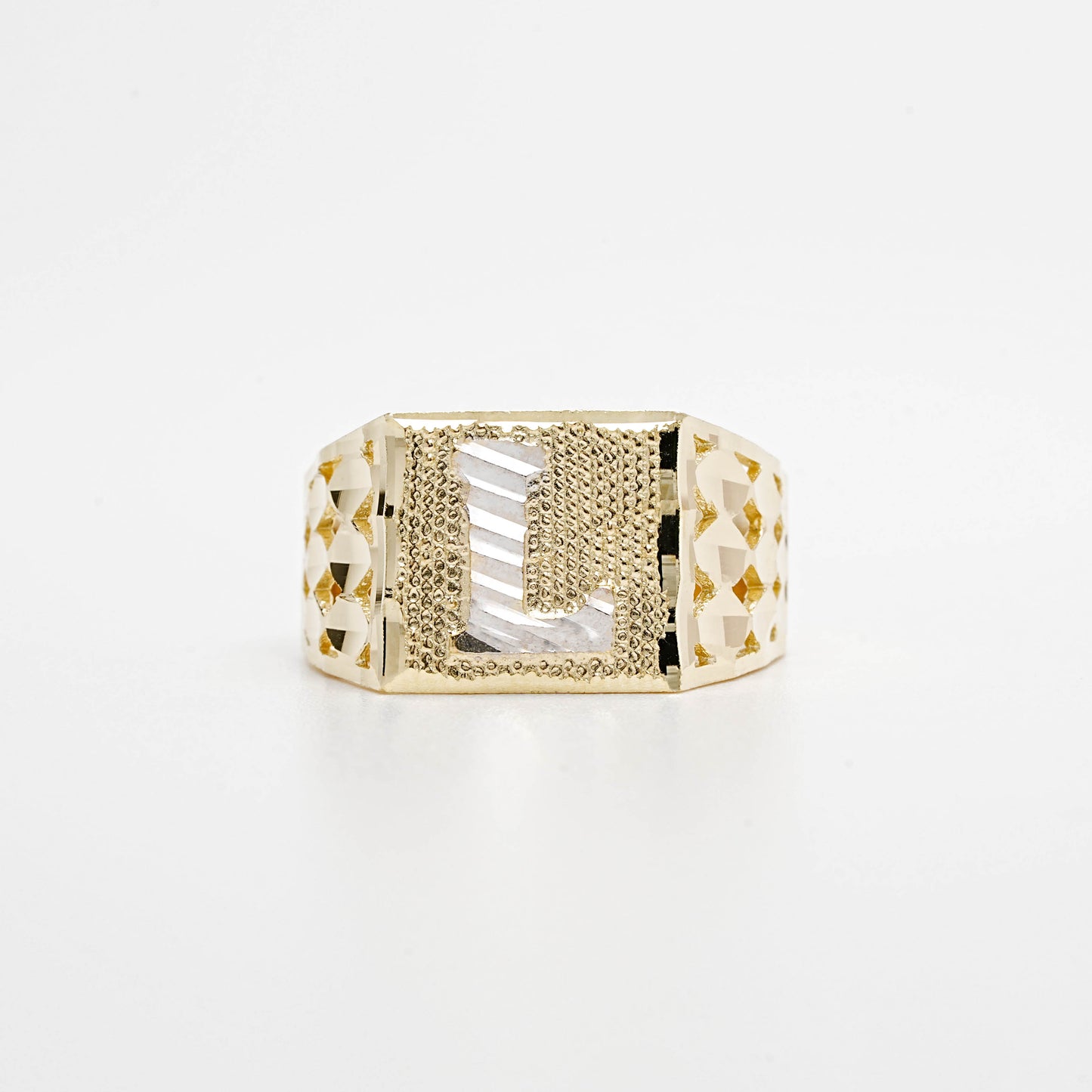 10K Two-Tone Initial L Ring