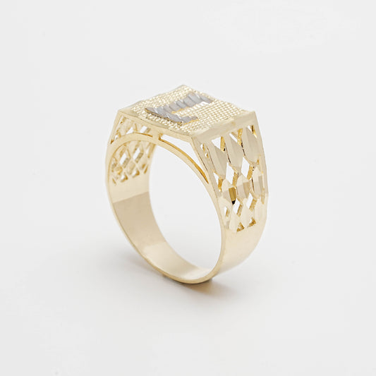 10K Two-Tone Initial L Ring