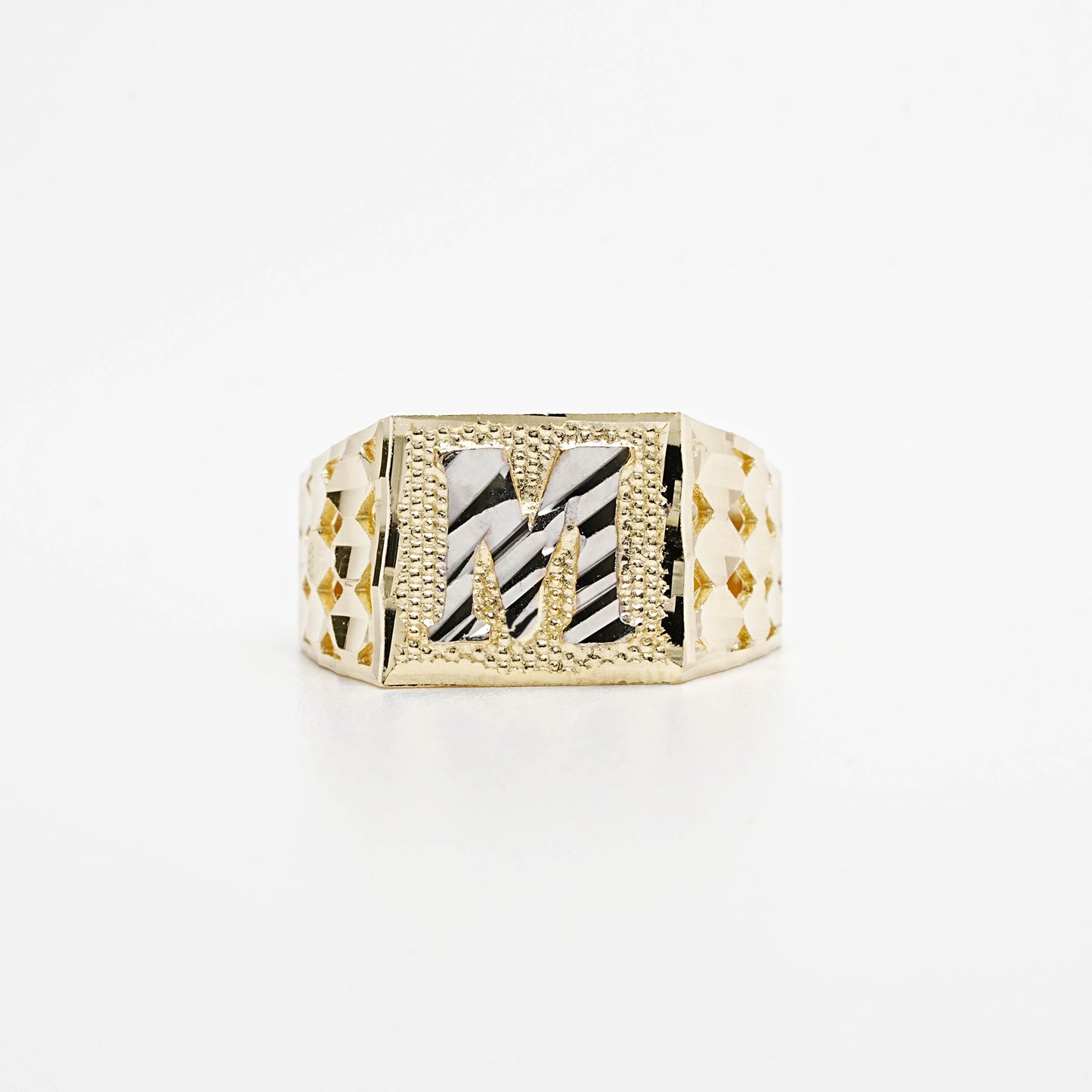 10K Two-Tone Initial M Ring