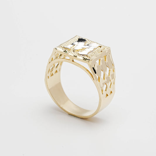 10K Two-Tone Initial M Ring