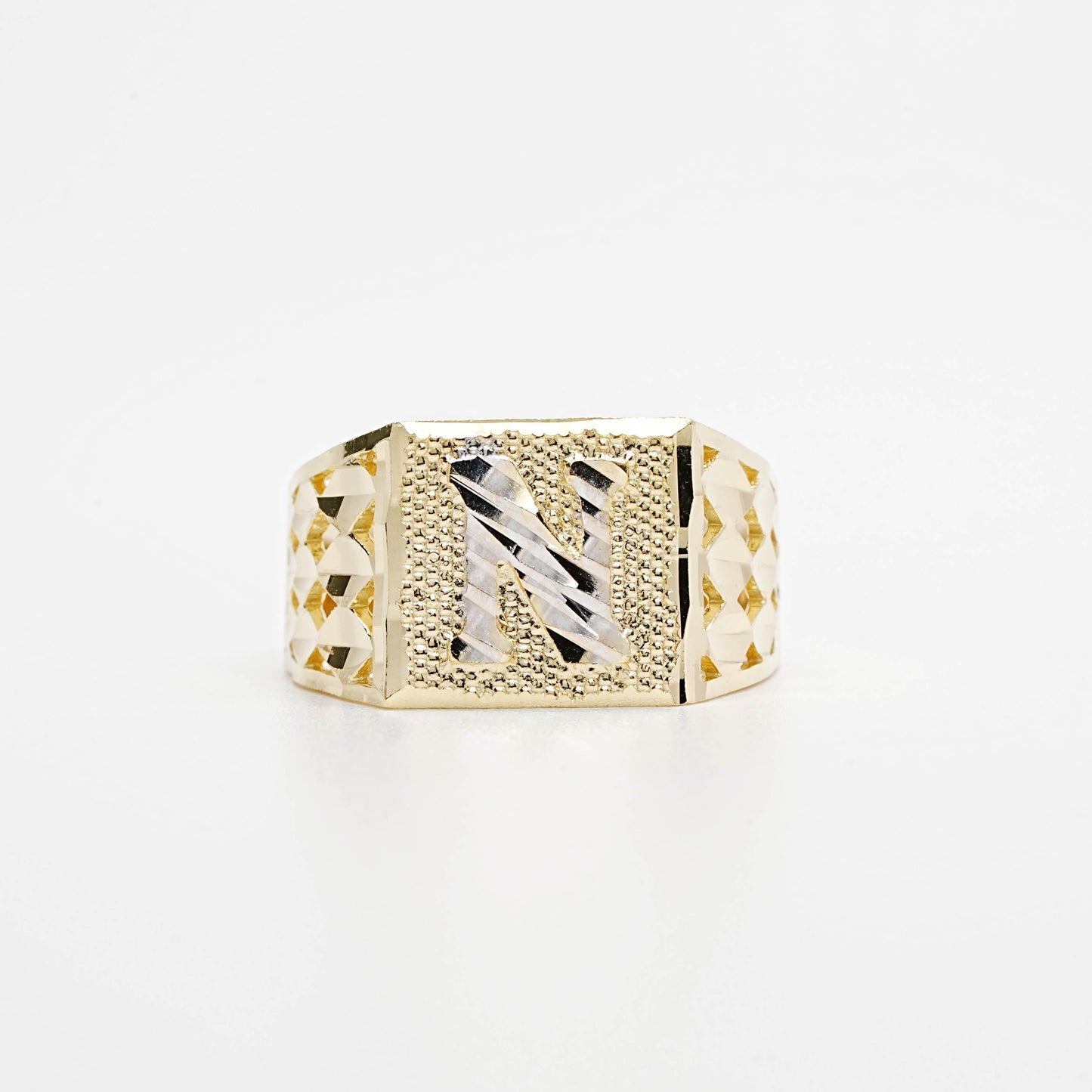 10K Two-Tone Initial N Ring