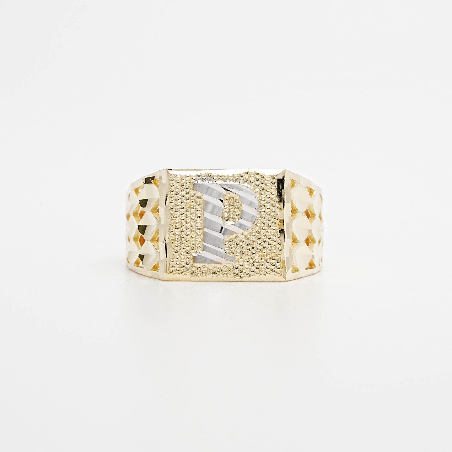 10K Two-Tone Initial P Ring