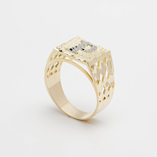 10K Two-Tone Initial P Ring